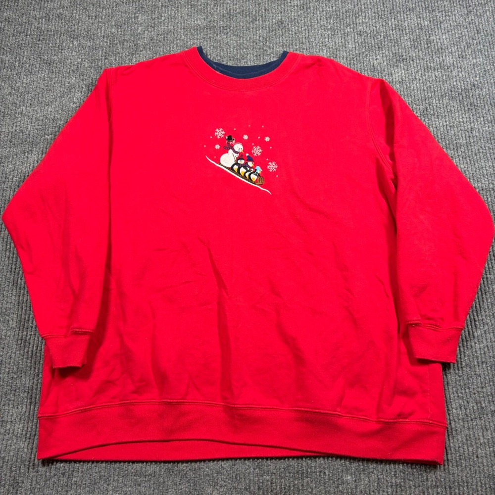 M&C Energy Sportswear Sweatshirt Womens 3X Red Christmas Snowman Penguin